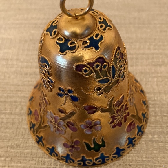 Vintage Cloisonné Enamelled Floral Design Bells set of 2 - Picture 4 of 9